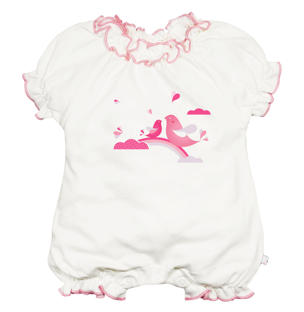 Baby animal Print short sleeve princess bubble Romper Bird 0-3 Months