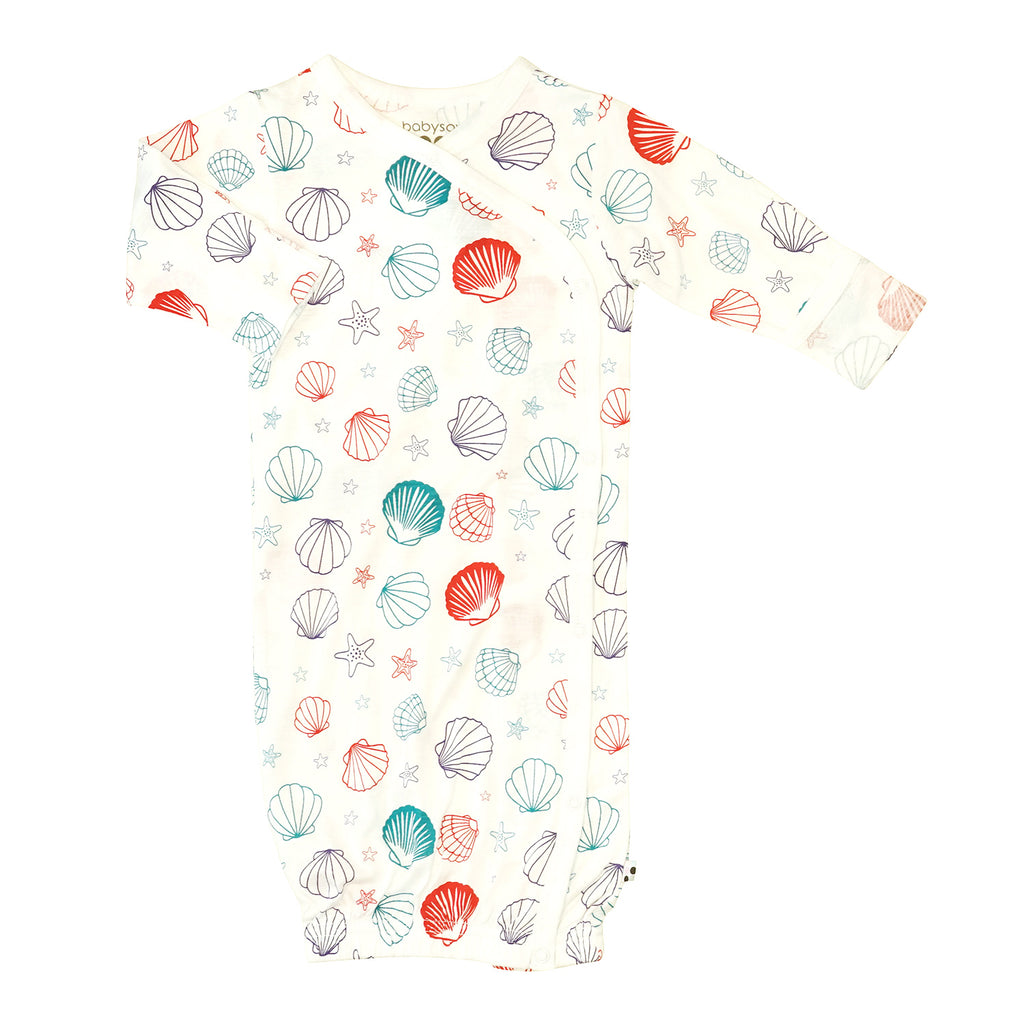 Organic Baby Lightweight Kimono Gown Sleeper Sacks for newborn sea shells