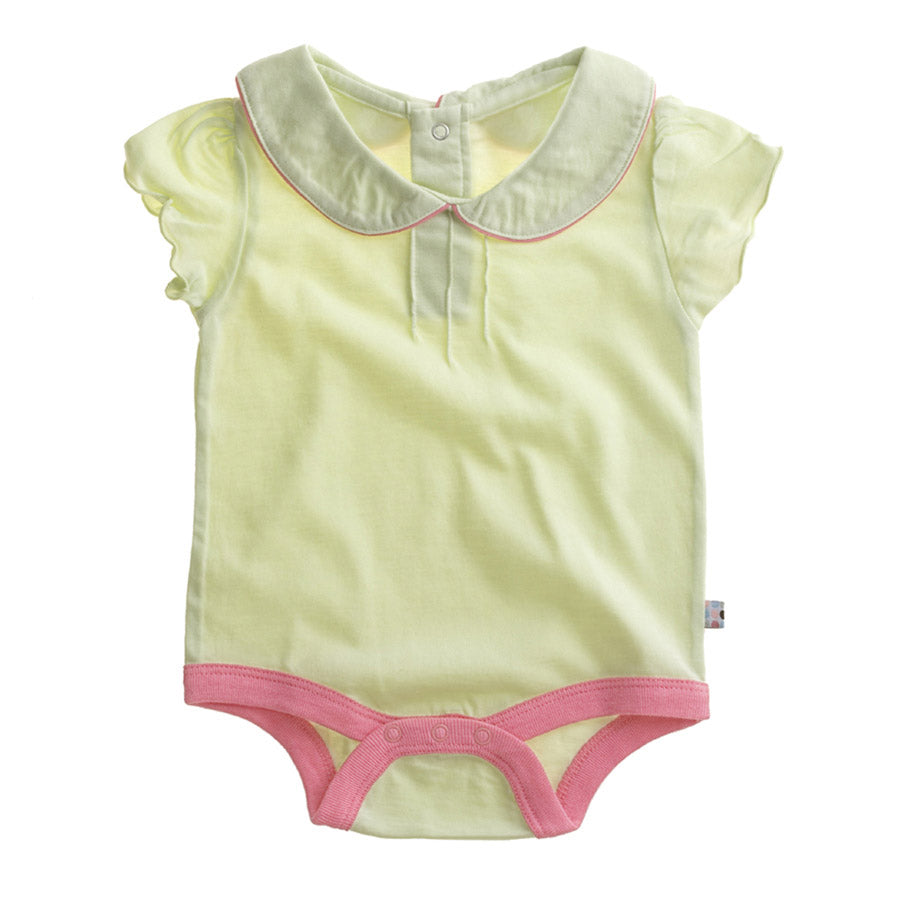 Organic Puff Short Sleeve Baby Girl peter pan collar Onesie Bodysuit
