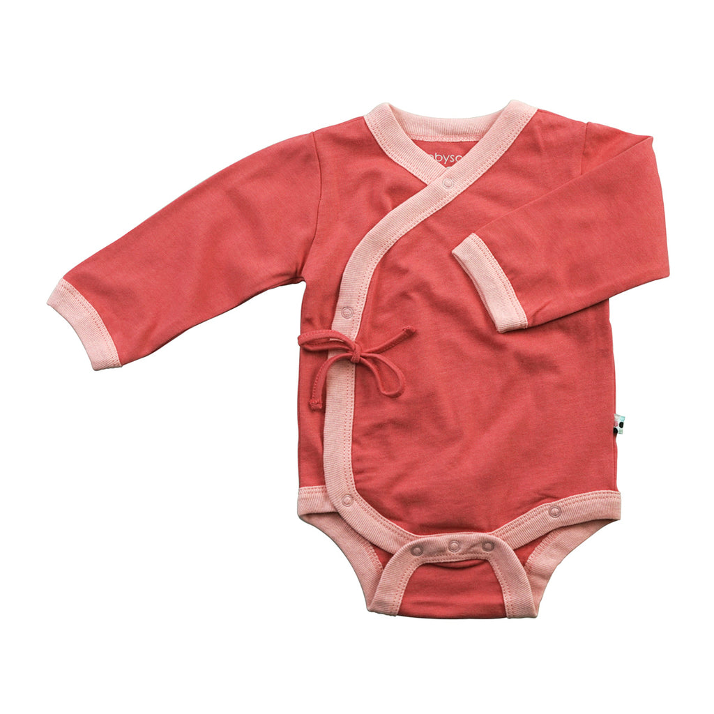 Babysoy Baby Girl Long Sleeve Kimono Bodysuit Onesie Blossom Red 0-3 Months