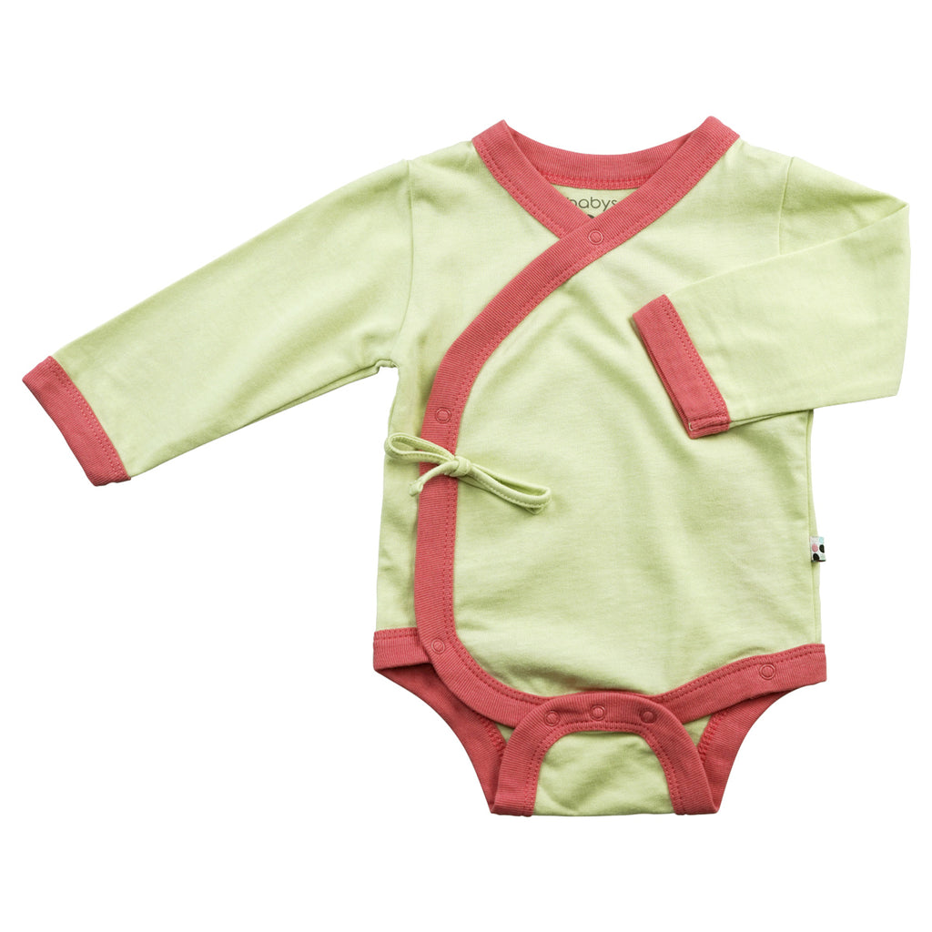 Babysoy Baby Girl Long Sleeve Kimono Bodysuit Onesie Tea Green 6-12 Months