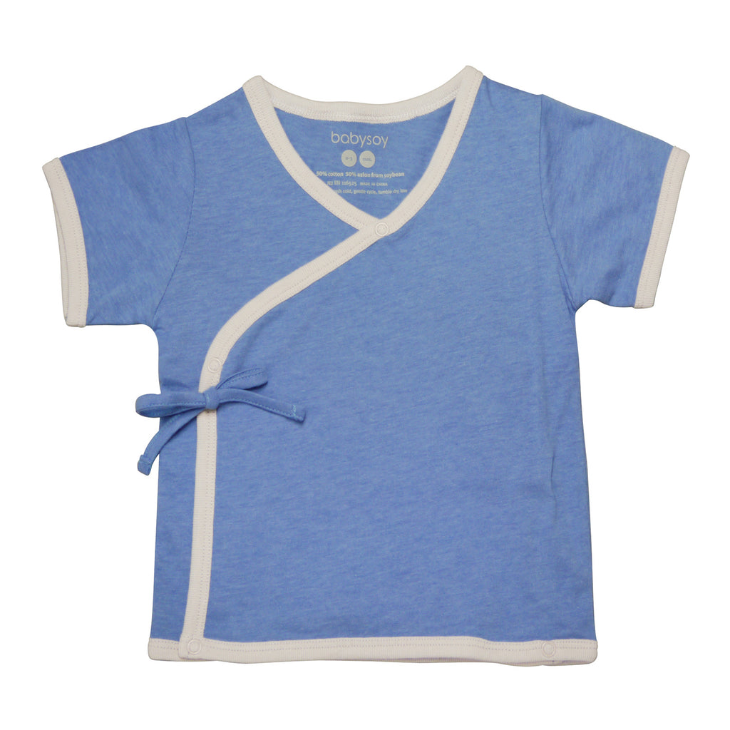 Baby Short Sleeve Kimono Tee top shirt Lake Blue