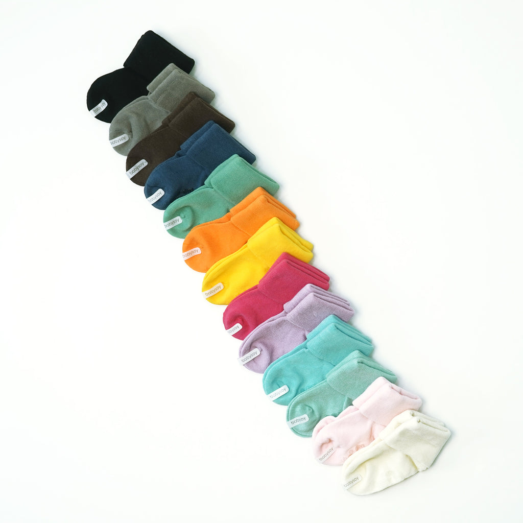 Best Baby Organic Socks solid colors 0-6 months with grip in 16 colors for newborn and infants