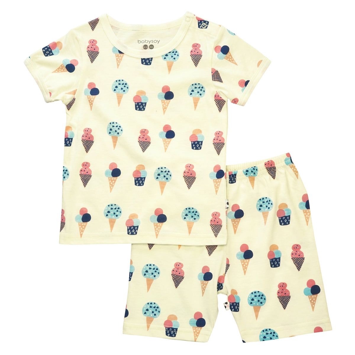 Babyhug Short Sleeves Nightwear Pajama Set Ice-Cream Print - Yellow Pink