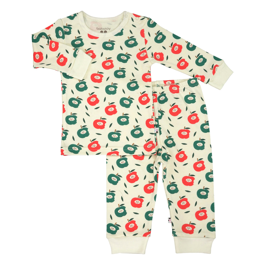 Baby and Toddler Unisex Pattern Long Sleeve Pajamas Sets Apples 18-24 Months