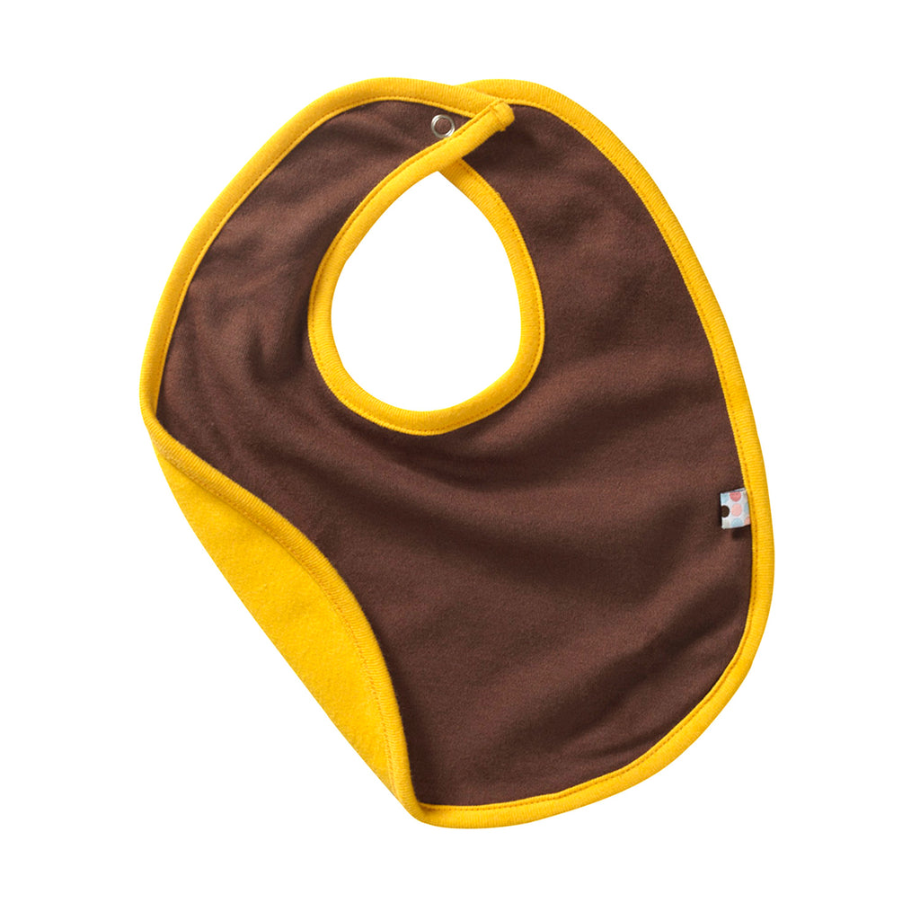 Babysoy eco bibs in brown and yellow