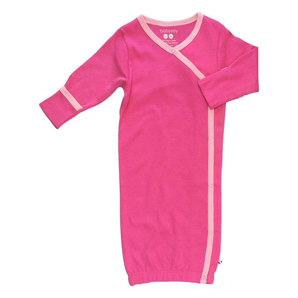 Babysoy Organic Baby Girl Eco Kimono Gown/Sleep Sack Bundler with Snaps Berry Pink 0-3 Months