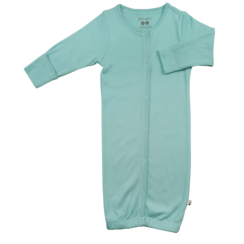 Modern Solid Color Long Sleeve Baby Newborn Snap Gown/Sleeper Sacks in Harbor Blue