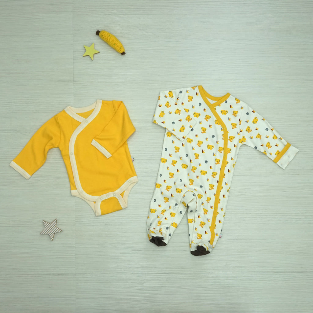 Babysoy Pattern Animal Footie & Solid Bodysuit Set