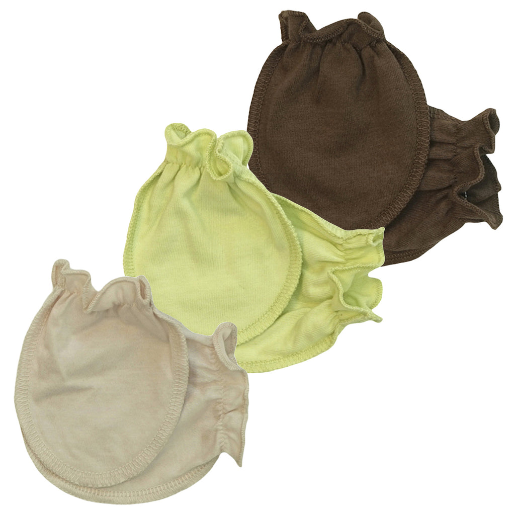 Baby Newborn Organic Accessories Mitten Set Unisex Brown and Green