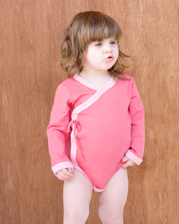 Babysoy Baby Girl Long Sleeve Kimono Bodysuit Onesie Blossom 0-3 Months