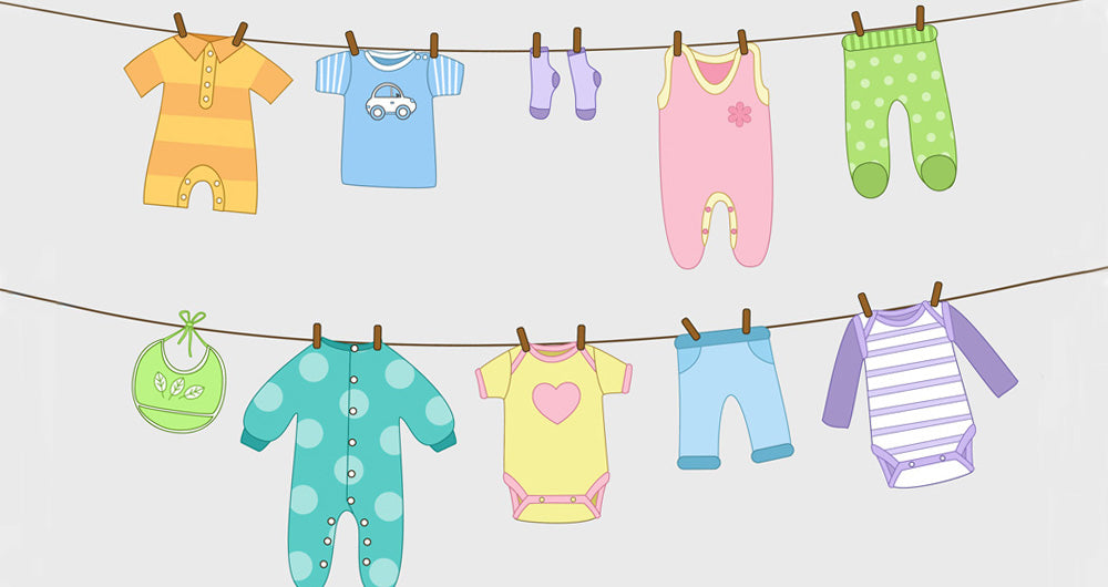 baby's 1st wardrobe essentials include bodysuits, pants, socks, gowns, sleep sacks, footies