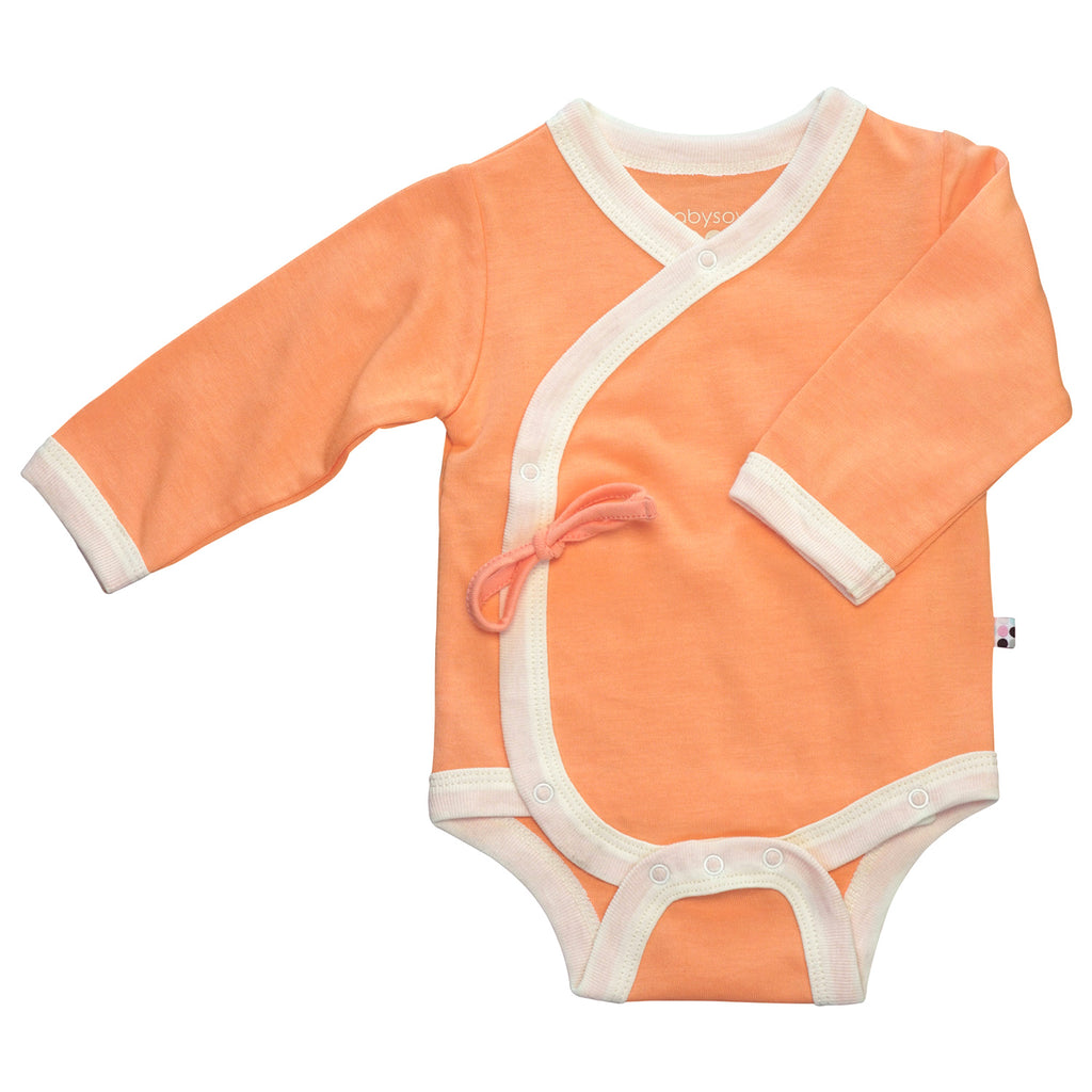 Babysoy Baby Girl Long Sleeve Kimono Bodysuit Onesie Cantaloupe Orange 12-18 Months