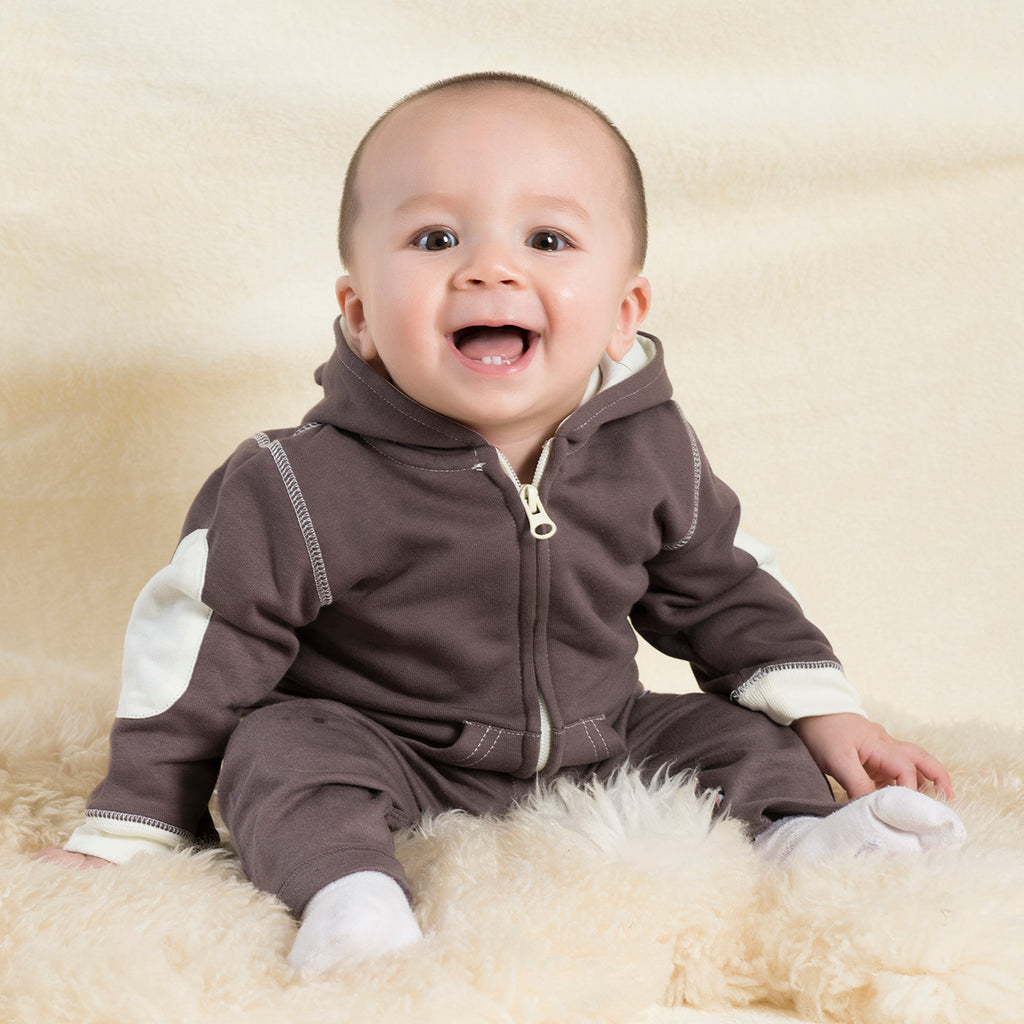 Organic Bamboo Baby & Toddler Bunny Ears Fleece Hoodie chocolate brown 0-6 months