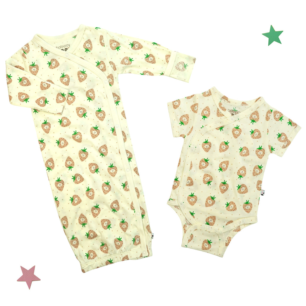 Baby Summer Kimono Bodysuit & Gown Gift Set strawberries 0-3 Months