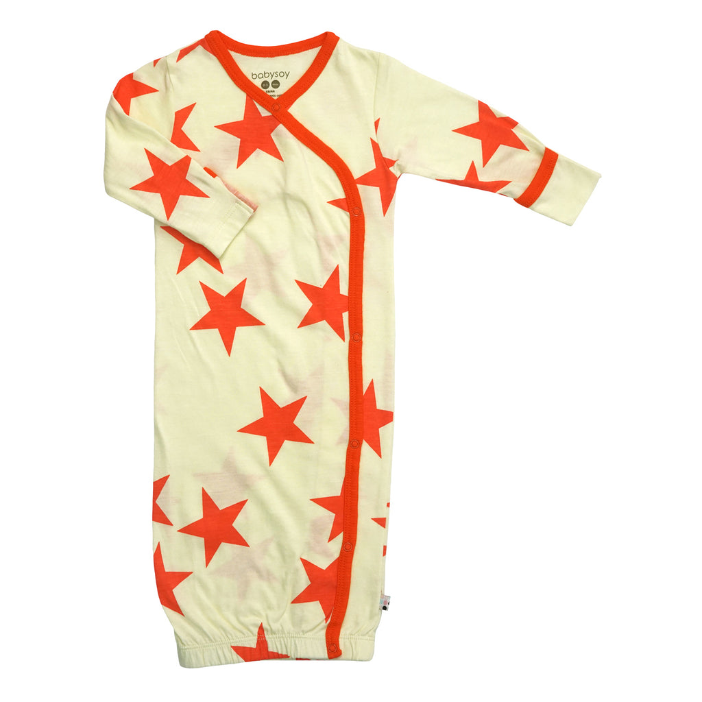 Organic Baby Lightweight Kimono Gown Sleeper Sacks for newborn orange star 3-6 months