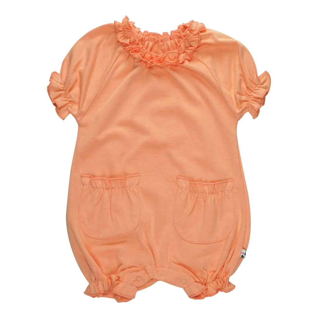 Baby Girl newborn princess Bubble Summer Short Sleeve Romper Cantaloupe Orange 12-18 months