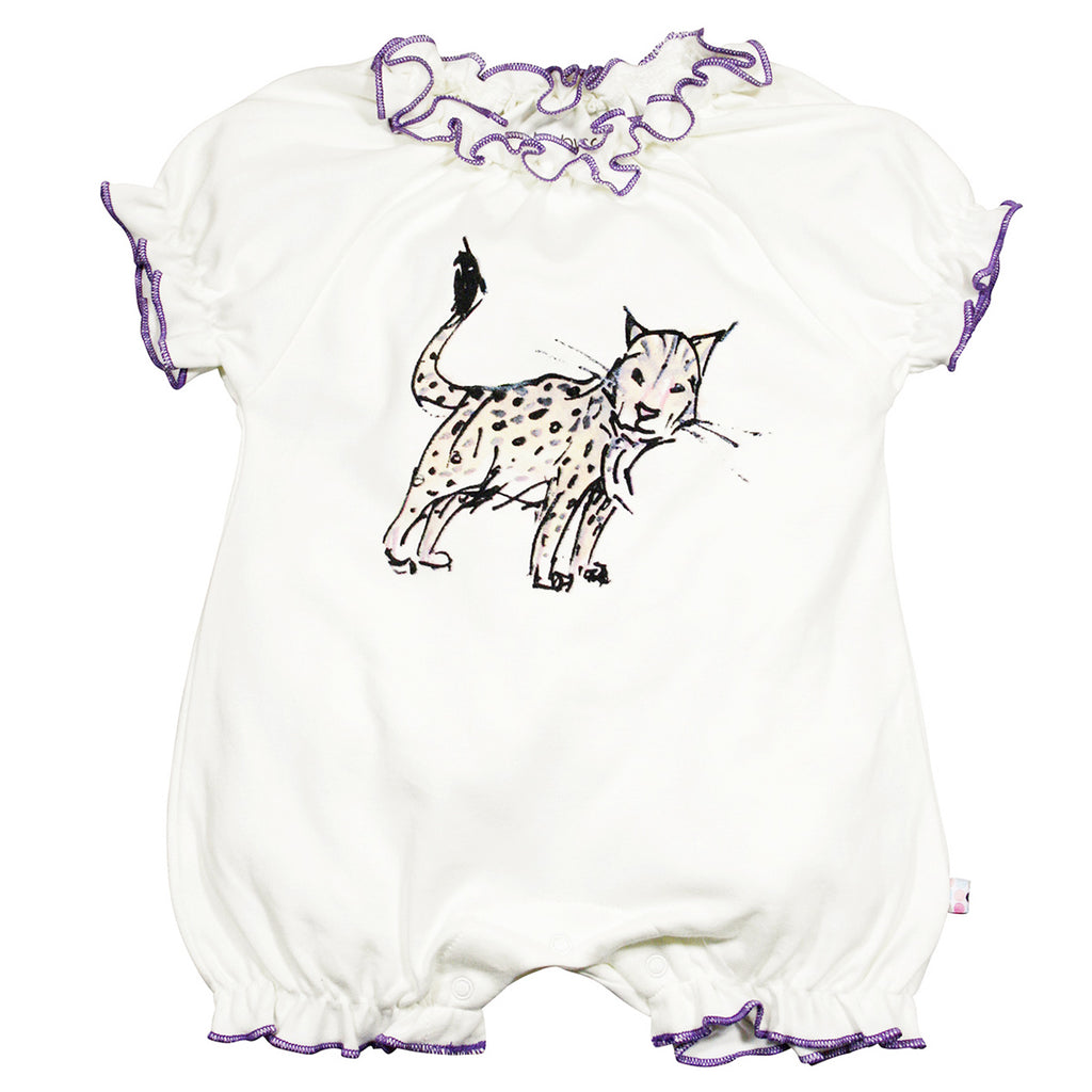Baby animal Print short sleeve princess bubble Romper Lynx 0-3 Months