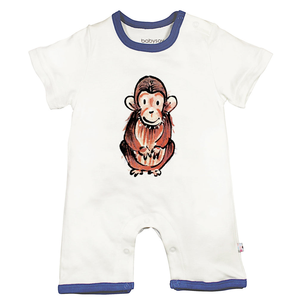 Baby animal Print short sleeve Modern Romper Chimp