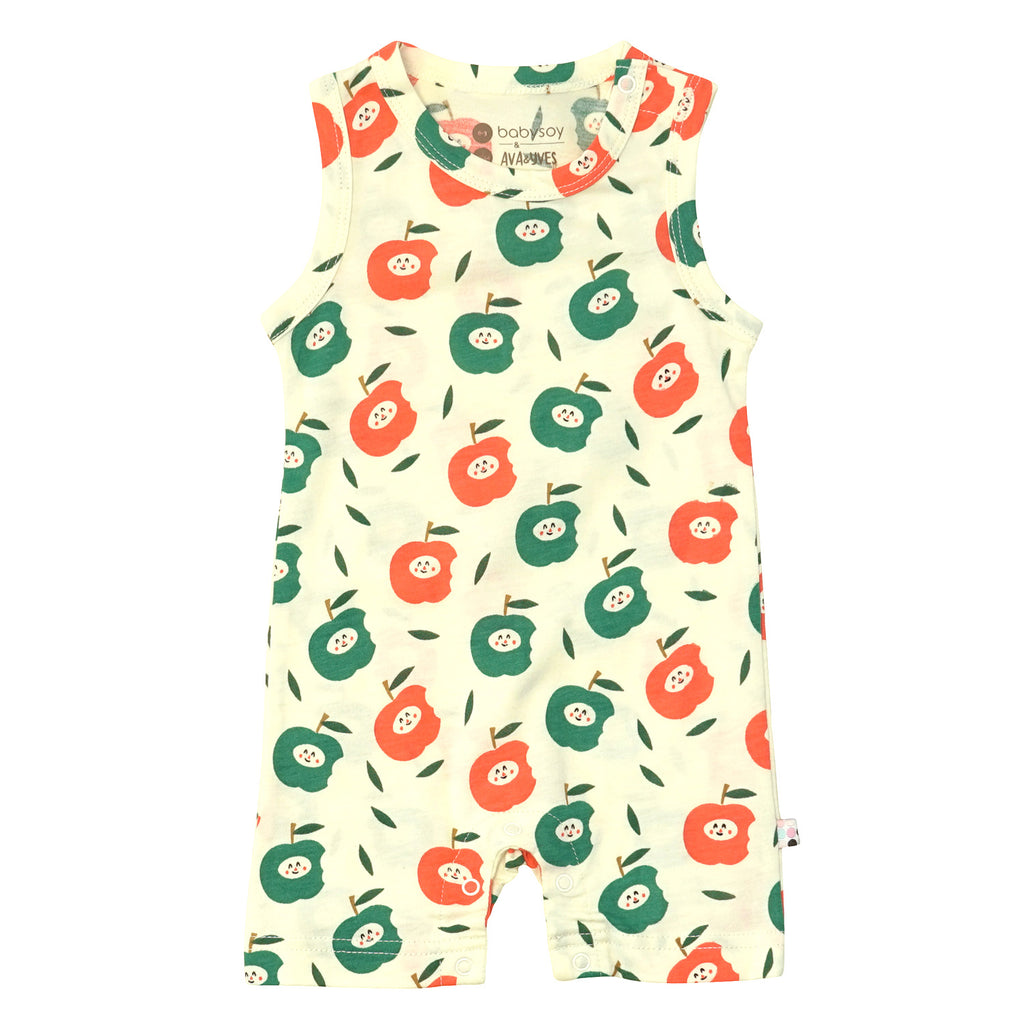 Babysoy baby & Toddler Summer Pattern Tank Romper Apples 3-6 Months