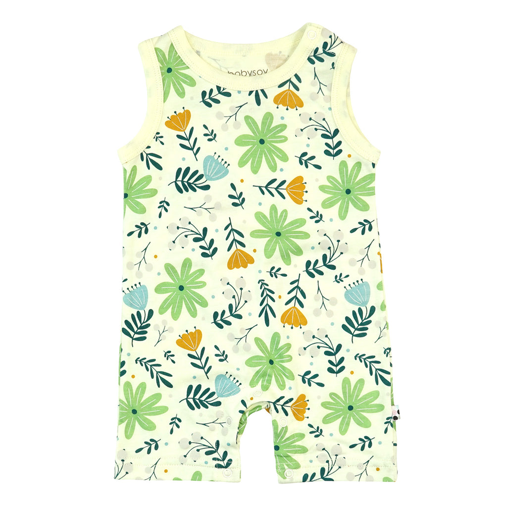 Babysoy baby & Toddler Summer Pattern Tank Romper flowers 6-12 months