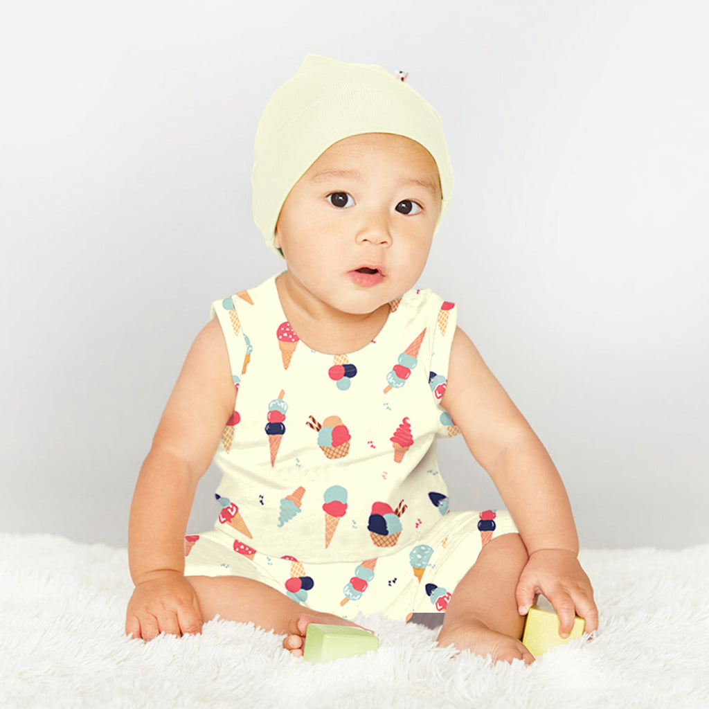 Babysoy baby & Toddler Summer Pattern Tank Romper ICE CREAMS 12-18 months