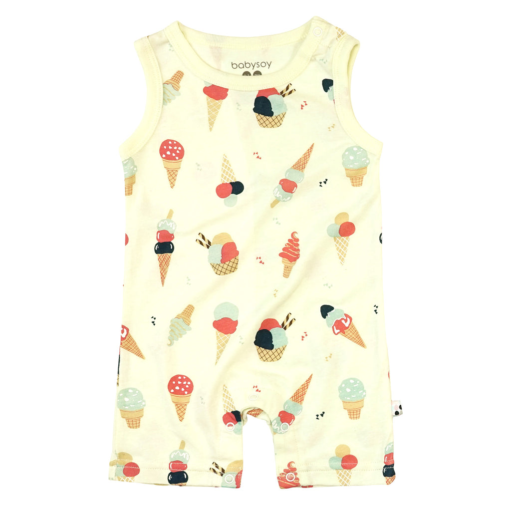 Babysoy baby & Toddler Summer Pattern Tank Romper ICE CREAMS 0-3 months