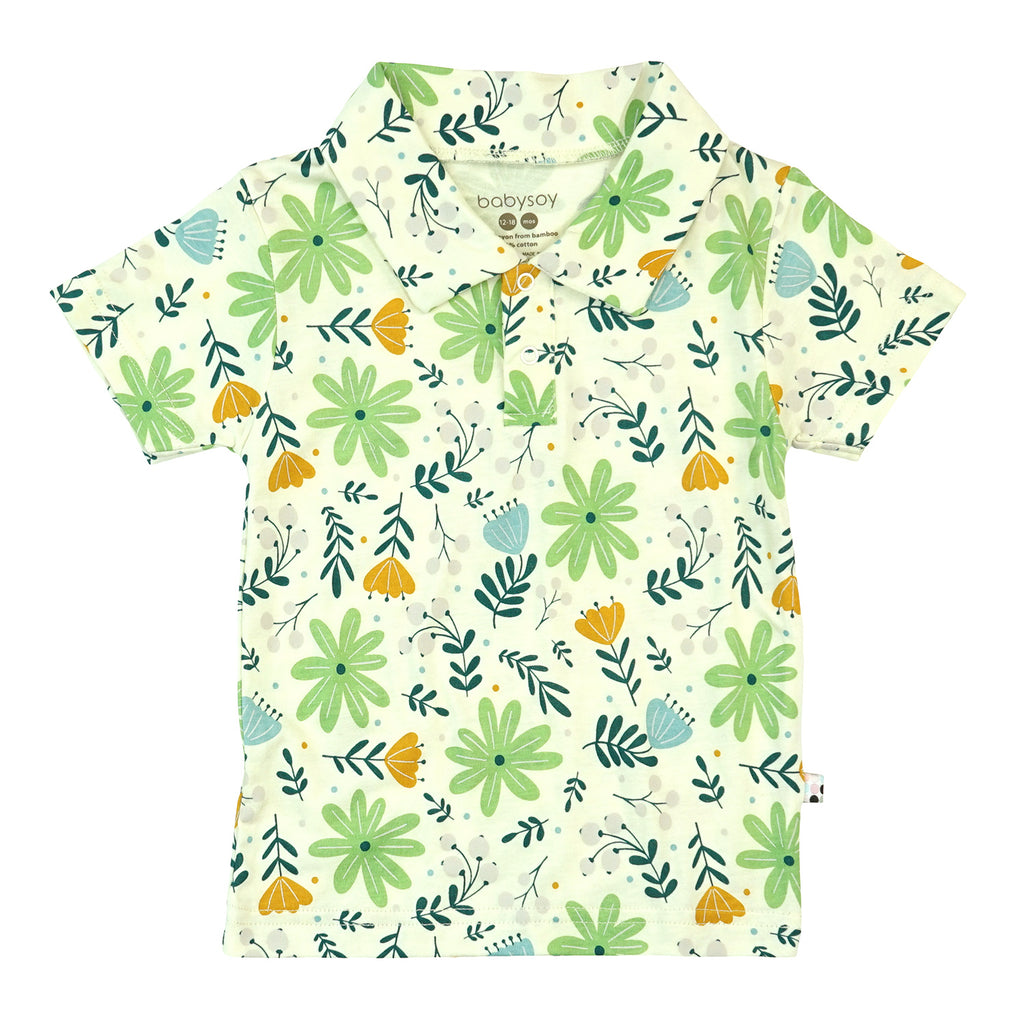 Baby Toddler Pattern Short Sleeve Polo Tee shirt flowers 3T