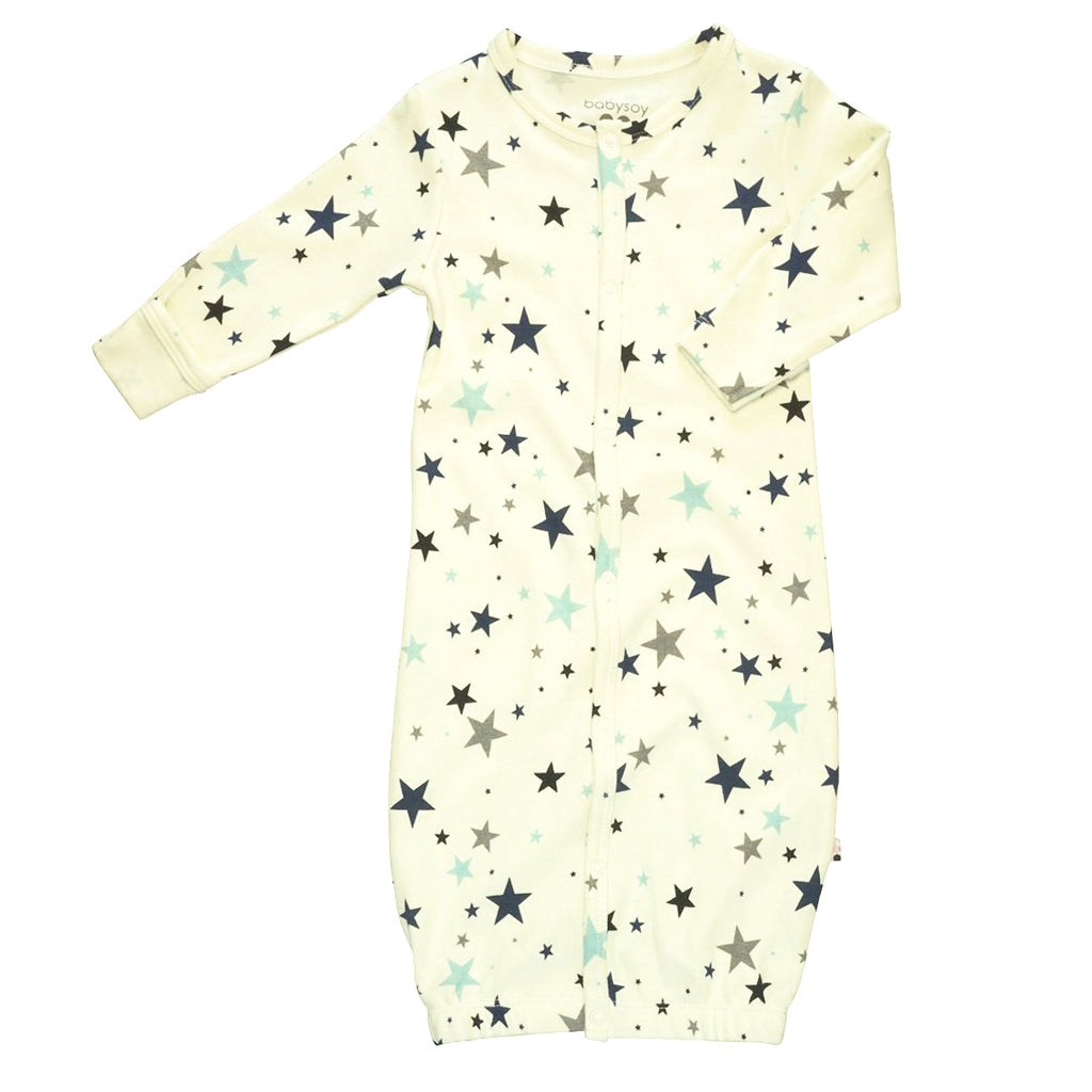 Babysoy Newborn Star Pattern Long Sleeve Snap Gown/Sleep Sacks 3-6 Months