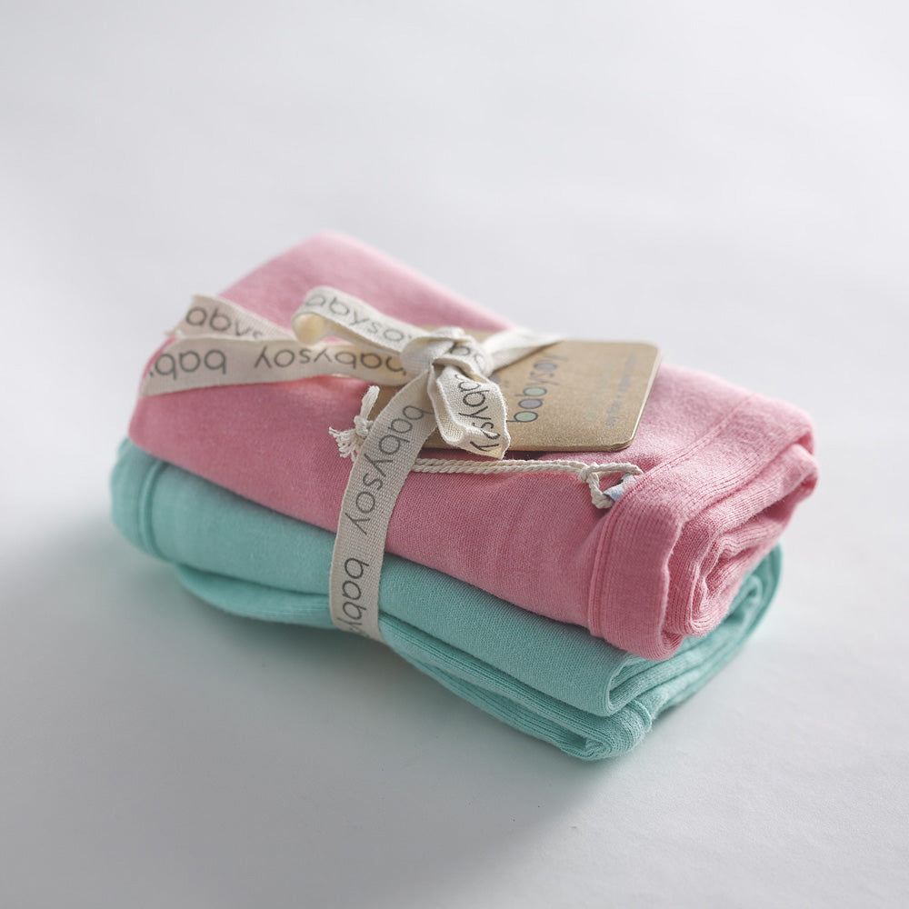 Modern Solid Colored Burpie/Burp Cloth Sets in rose pink and seafoam green
