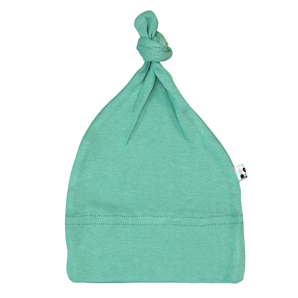 Newborn Baby Unisex Solid Color Single Knot Beanie/hat Green 0-6 months