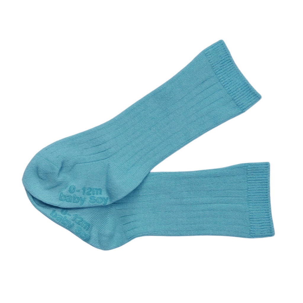 babysoy baby & toddler knee high socks with gripper baby boy blue 12-24 months