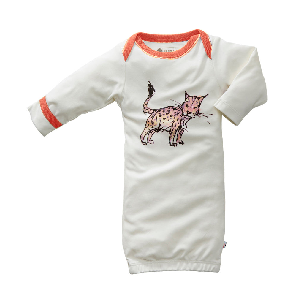 Babysoy Newborn Baby Unisex Jane Goodall Animal Gown/Sleep Sacks Lynx 0-3 months
