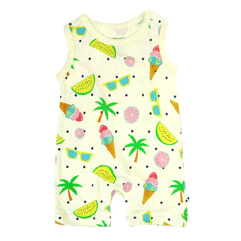 Babysoy organic baby & Toddler Summer Pattern Tank Romper in summer fun 2T