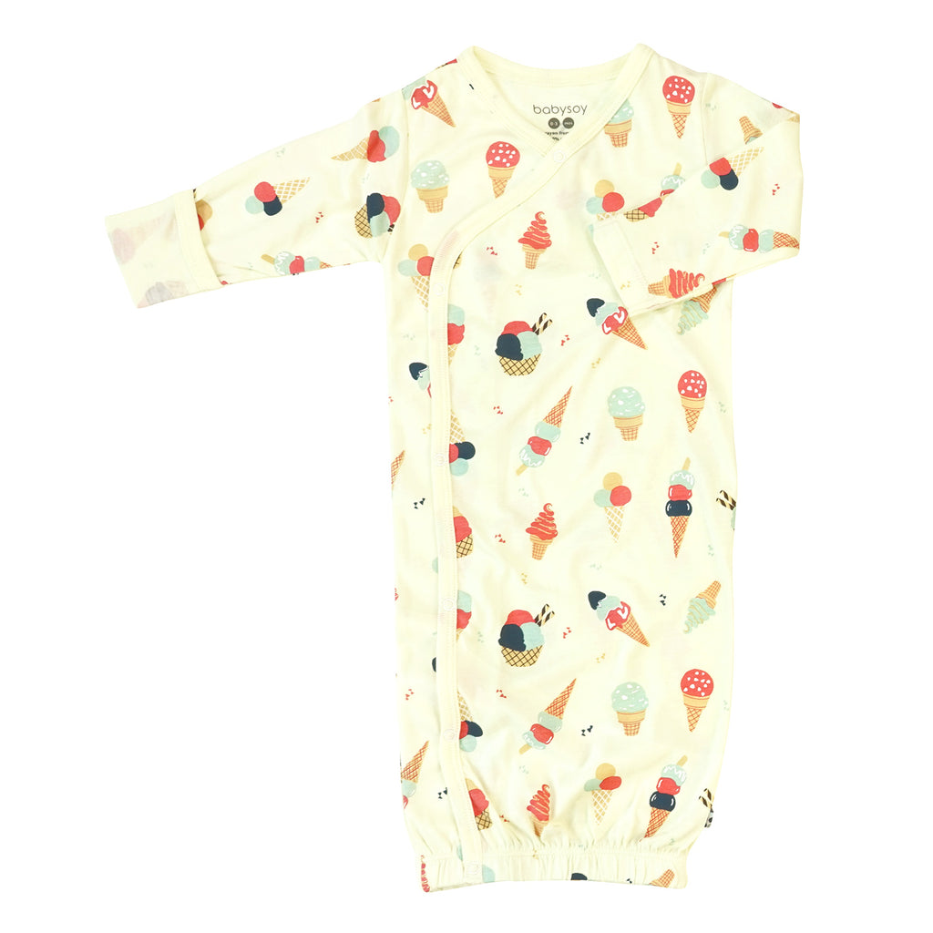 Organic Baby Lightweight Kimono Gown Sleeper Sacks for newborn ice creams 3-6 months