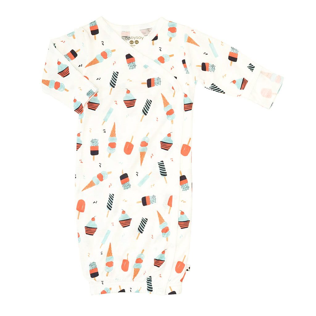 Organic Baby Lightweight Kimono Gown Sleeper Sacks for newborn summer treat ice cream