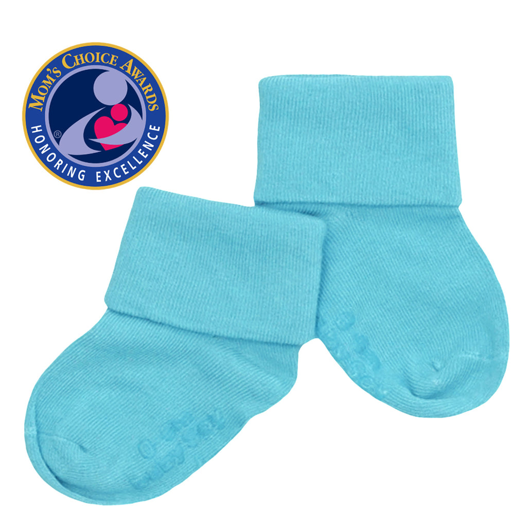 baby newborn toddler boy organic socks with grips blue color size 3T