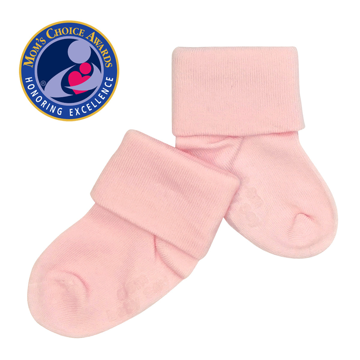 Babysoy Baby Socks Solid Colors That Stay-On with Grips Peony / 6-12 Months