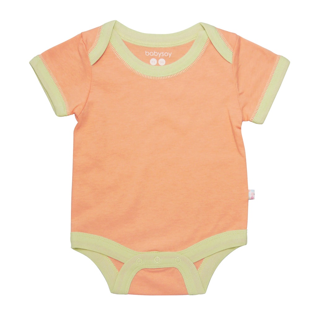 Babysoy Organic Basic Short Sleeve Onesie Bodysuit orange 0-3 Months