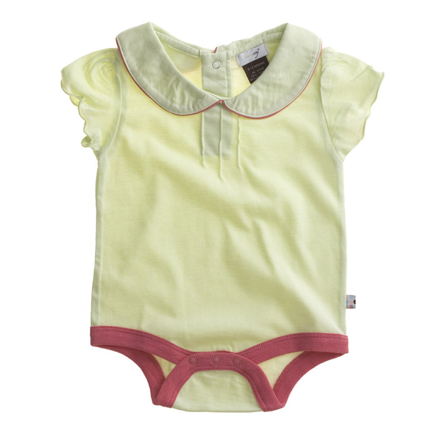 Organic Puff Short Sleeve Baby Girl peter pan collar Onesie Bodysuit