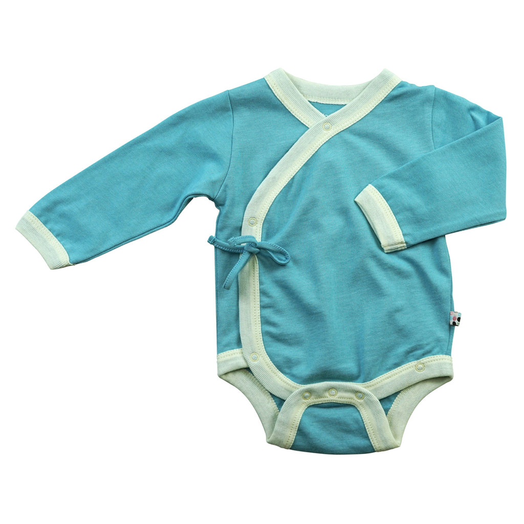 Babysoy Baby Girl Long Sleeve Kimono Bodysuit Onesie Ocean Blue 3-6 Months