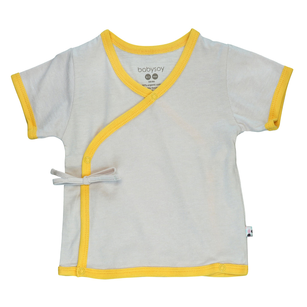 Baby Short Sleeve Japanese Side Snap Kimono Tee top shirt Cloud Grey