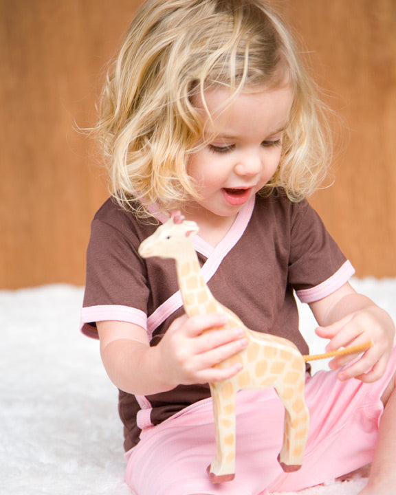 Toddler Short Sleeve Japanese Side Snap Kimono Tee top shirt brown pink