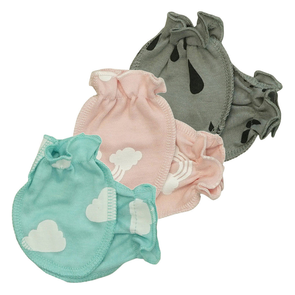 Baby Newborn Organic Accessories Mitten Set in Blue and Grey