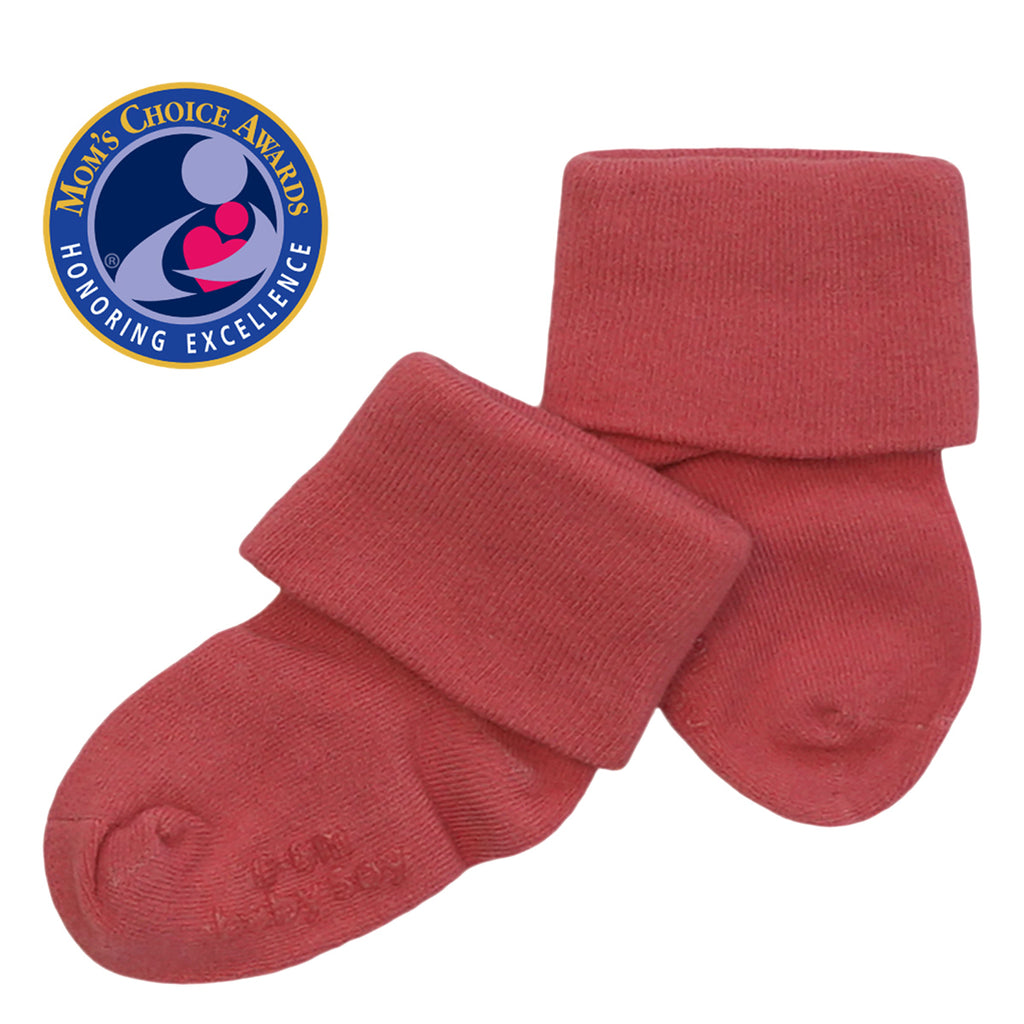 Babysoy organic Baby Socks Solid color 0-6 Months for newborn infant in blossom red