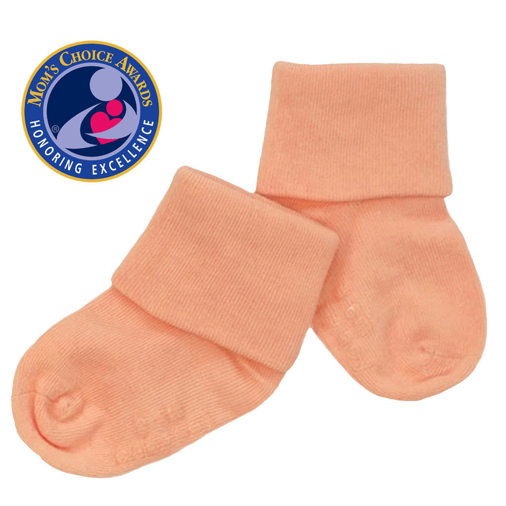 Babysoy organic Baby Socks Solid color 0-6 Months in cantaloupe orance