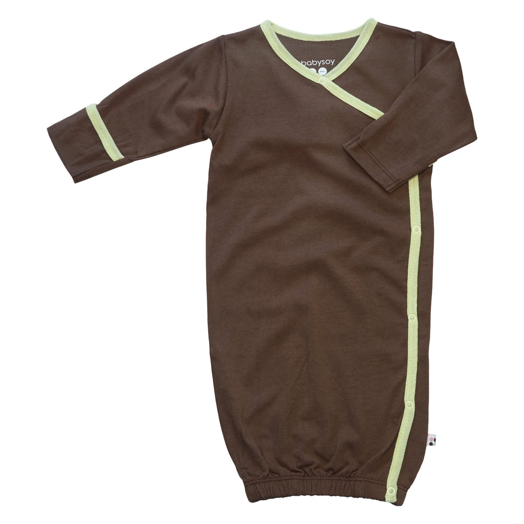 Organic Baby Infant Newborn Kimono Snap Gown/Sleeper Sack Bundler Chocolate Brown 3-6 Months