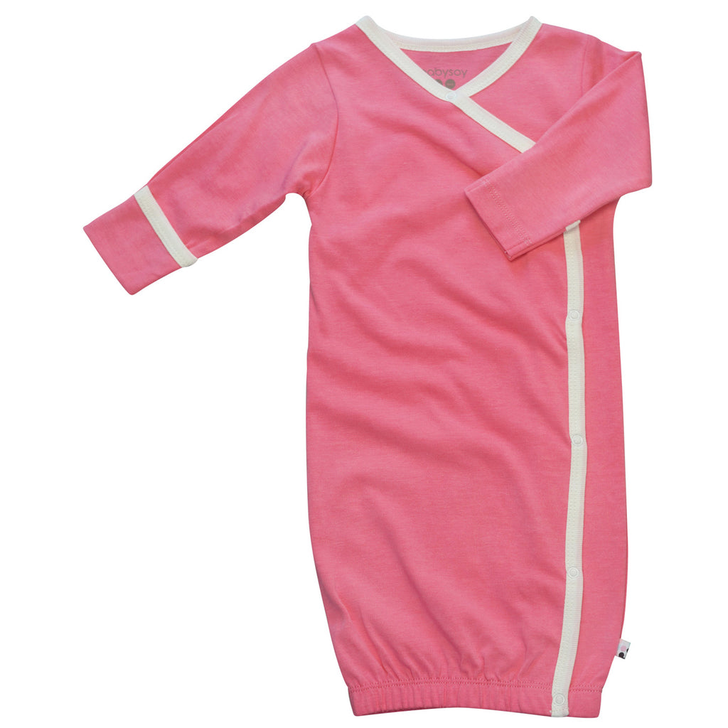 Organic Baby Infant Newborn Kimono Snap Gown/Sleeper Sack Bundler pink lemon 0-3 months