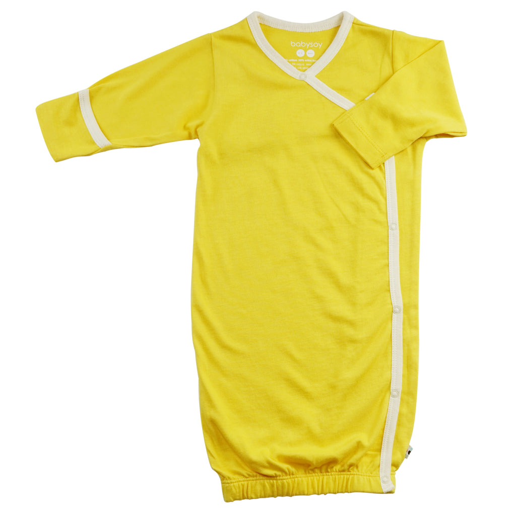 Organic Baby Infant Newborn Kimono Gown/Sleeper Sack Bundler Yellow Banana 0-3 Months