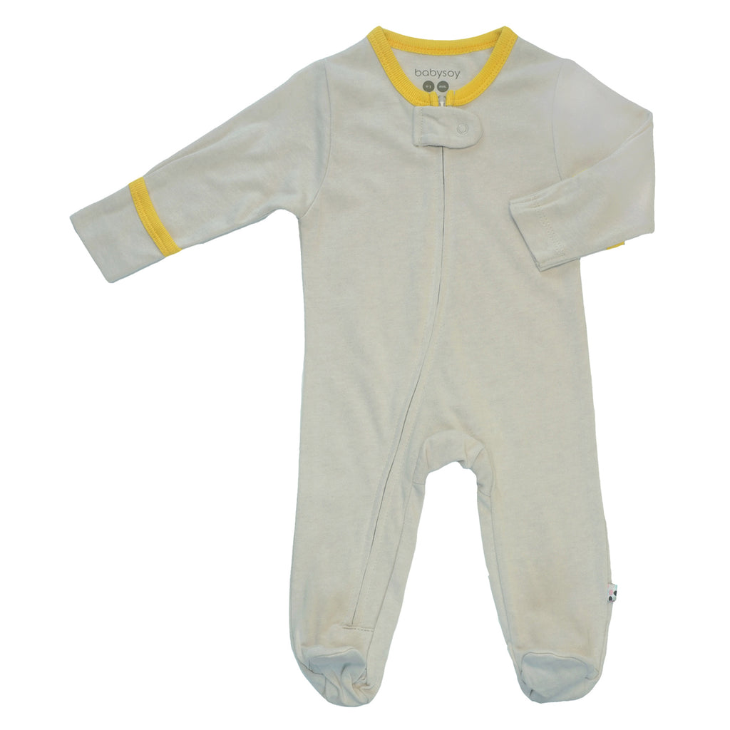 Babysoy Long Sleeve Solid Zipper Footie Pajamas Babies Unisex  in Gray